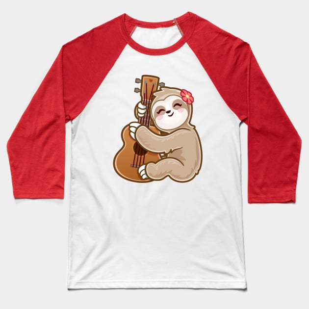 Sloth Playing Acoustic Ukulele Guitar adorable Cute kawaii Baby sloths Baseball T-Shirt by PnJ